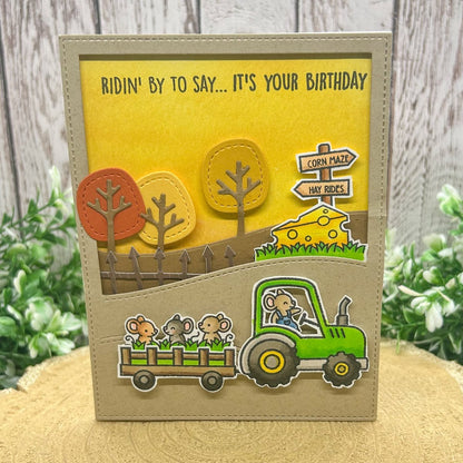 Mice in Tractor, It's Your Birthday! Handmade Card