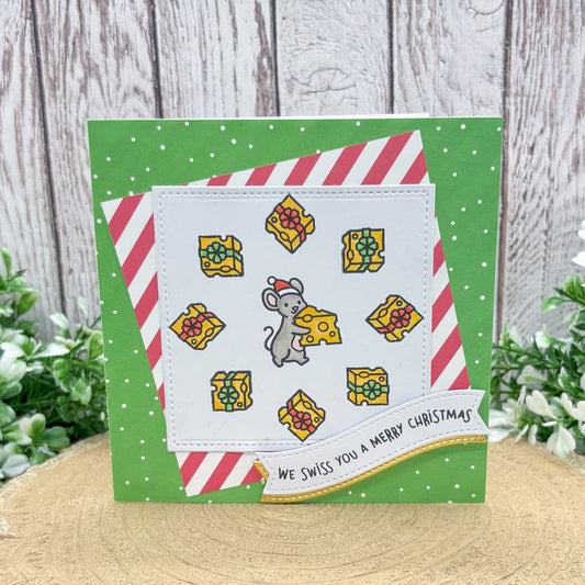 Mouse Cheese Puns Handmade Christmas Card