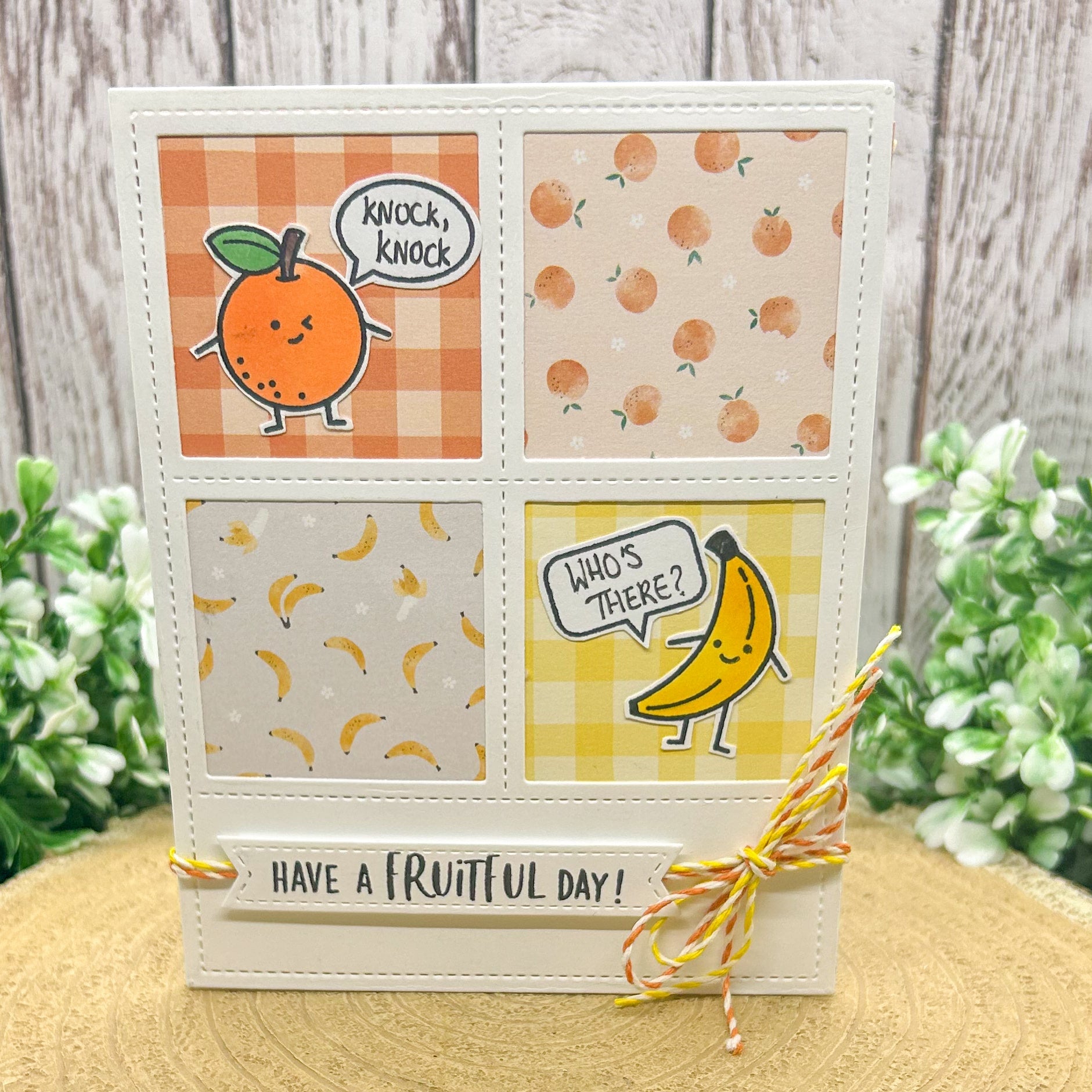 Orange & Banana Fruit Joke Handmade Birthday Card
