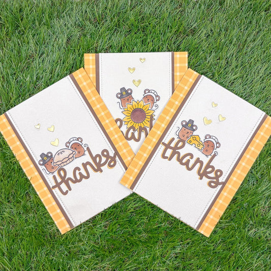 Pack Of 3 Thanksgiving Handmade Thank You Cards