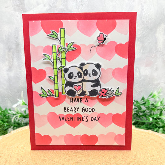 Panda Couple Handmade Valentine's Day Card