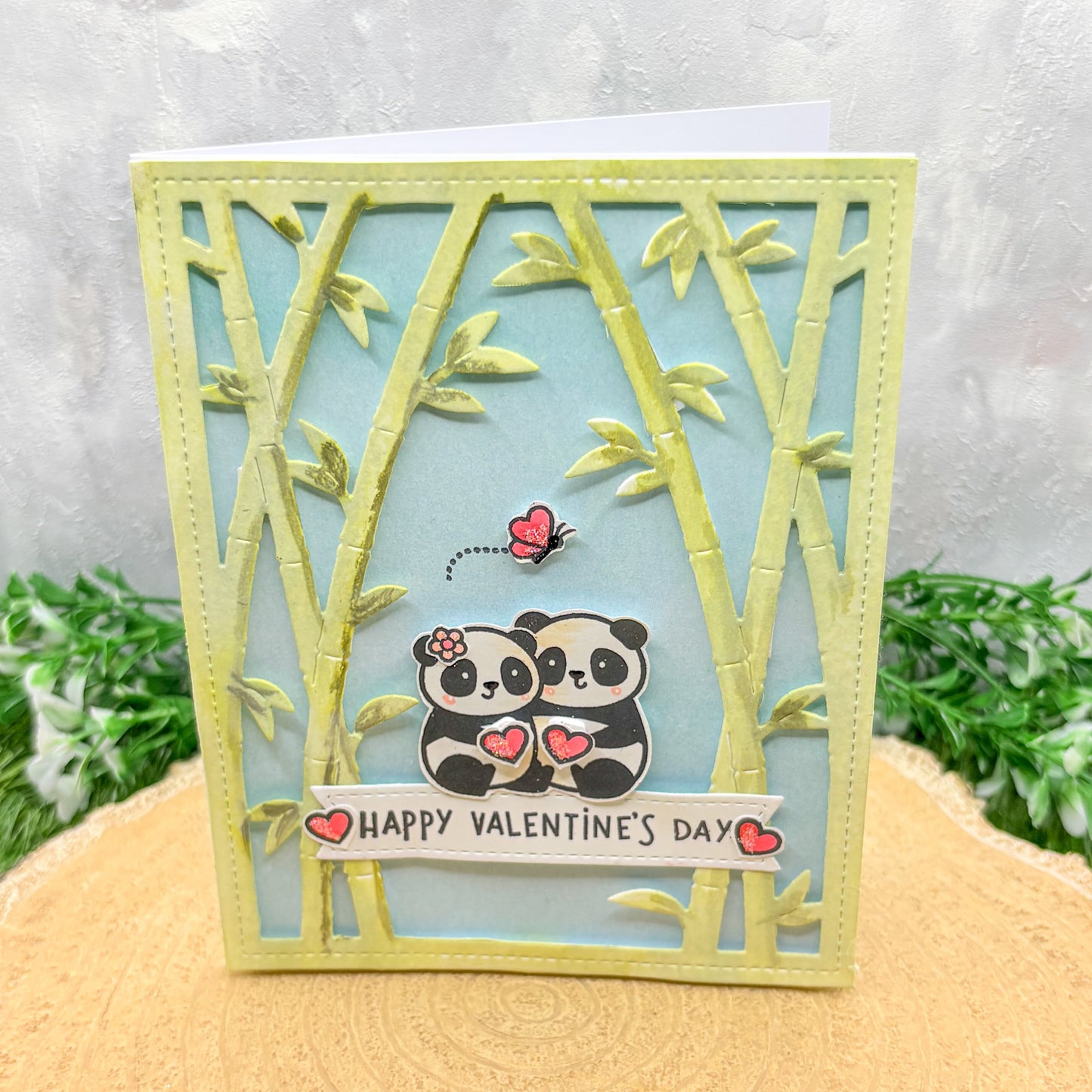 Panda Couple Happy Valentine's Day Handmade Card-1