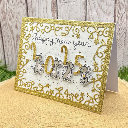 Party Mice 2025 Handmade New Year Card-1