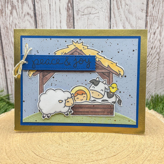 Peace & Joy Nativity Scene Handmade Christmas Card