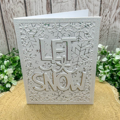 Pearl White Let it Snow Handmade Christmas Card-1