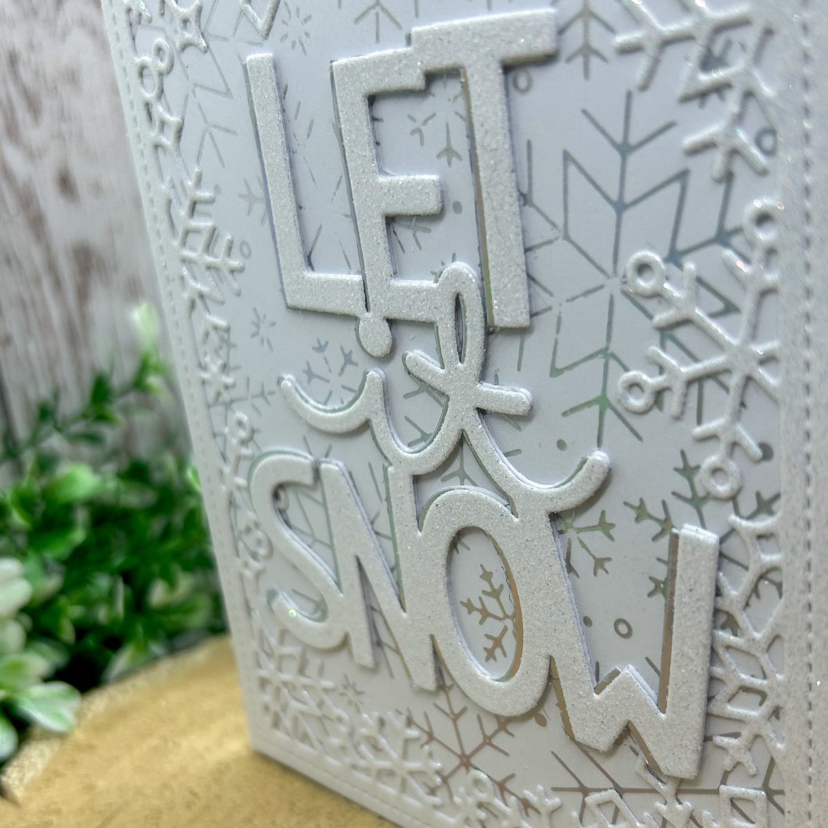 Pearl White Let it Snow Handmade Christmas Card-2