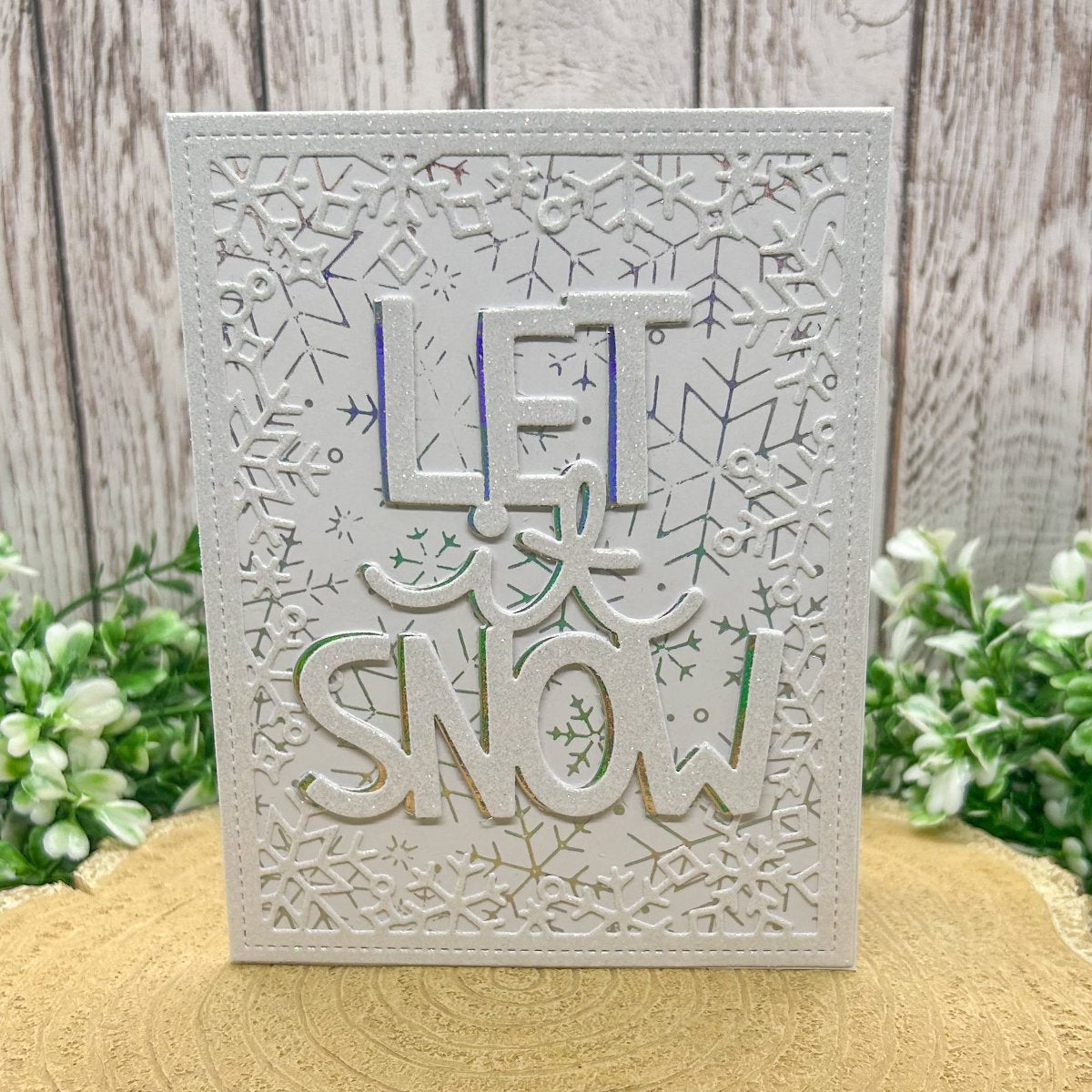 Pearl White Let it Snow Handmade Christmas Card