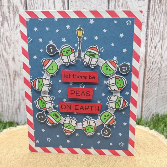 Peas On Earth Handmade Christmas Card