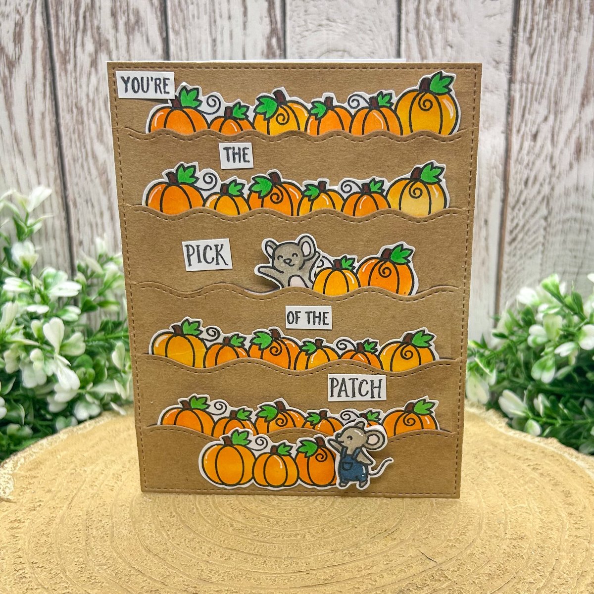 Pick of the Patch Mice & Pumpkins Handmade Birthday Card