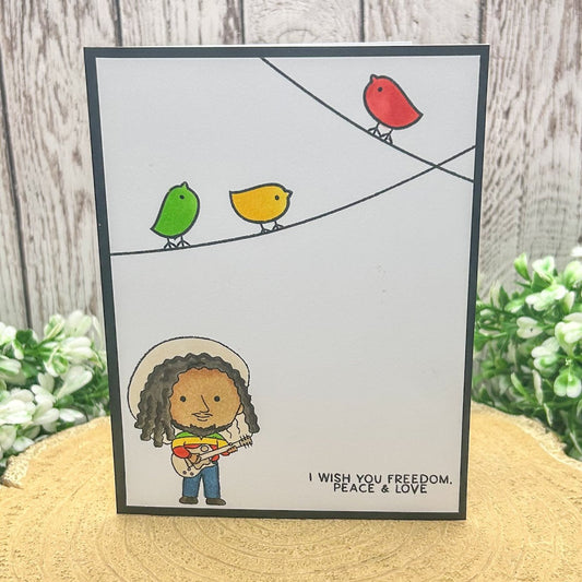 Reggae Bob Three Little Birds Handmade Card