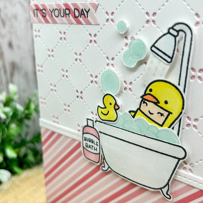 Relax & Enjoy Bathing Chick Handmade Card-2