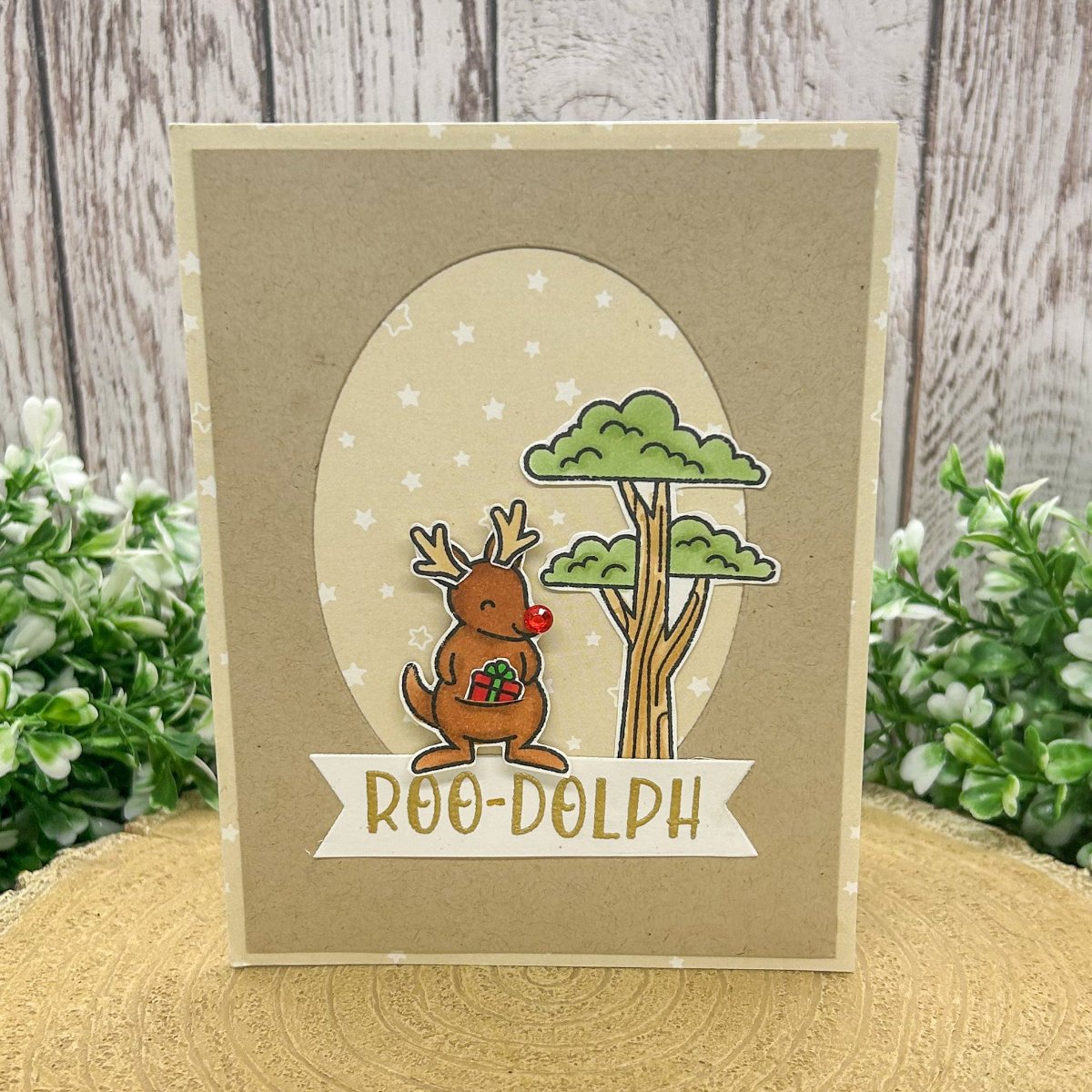 Roo-Dolph Handmade Christmas Card