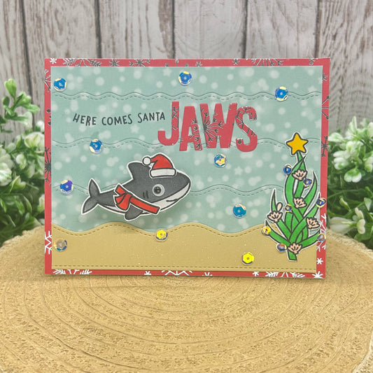 Santa-Jaws Handmade Christmas Card
