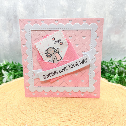 Sending Love Your Way Mini Handmade Valentine's Day Card