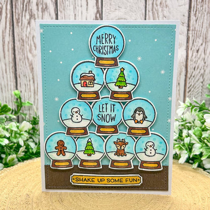 Stacked Snow Globes Handmade Christmas Card