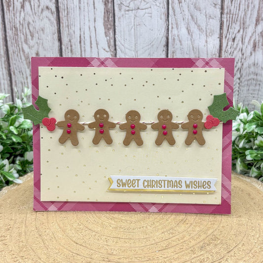 Sweet Gingerbread Men Handmade Christmas Card