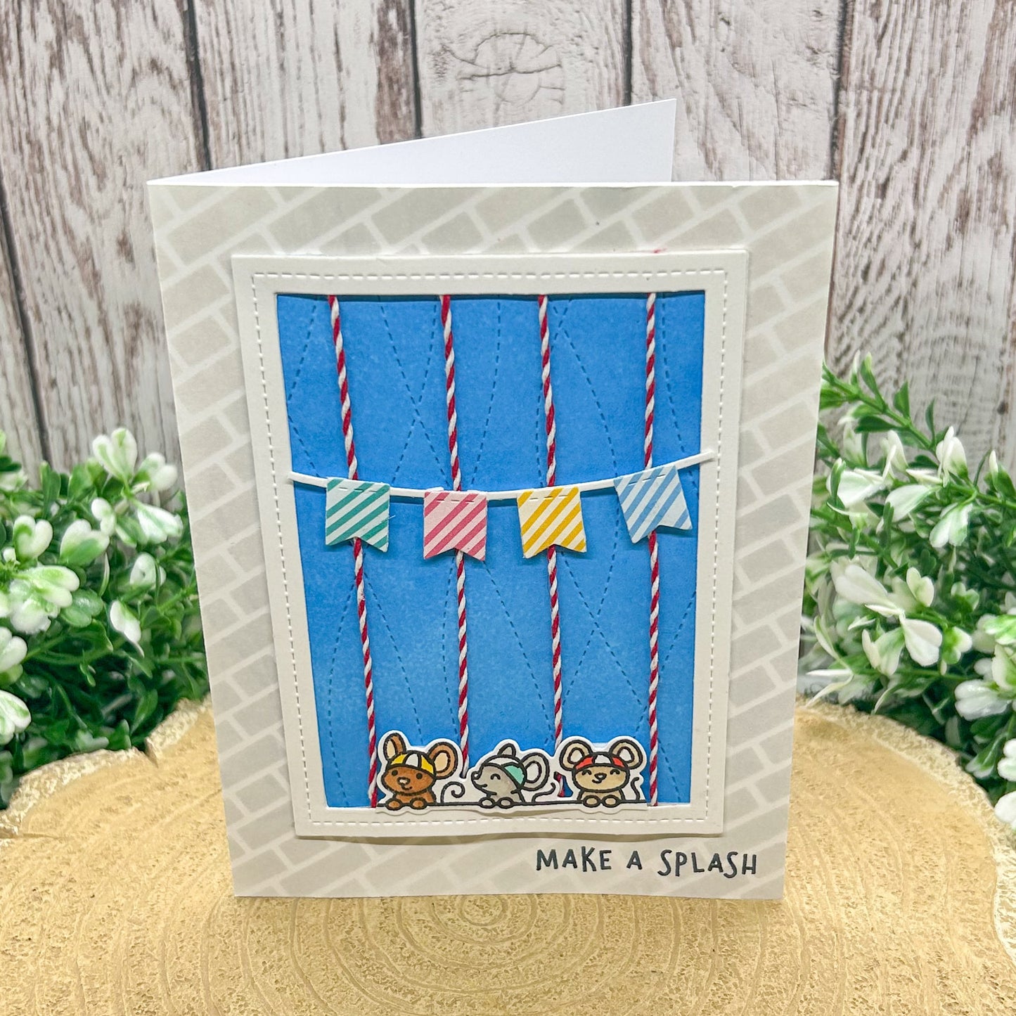 Swimming Mice Handmade Birthday Card-1