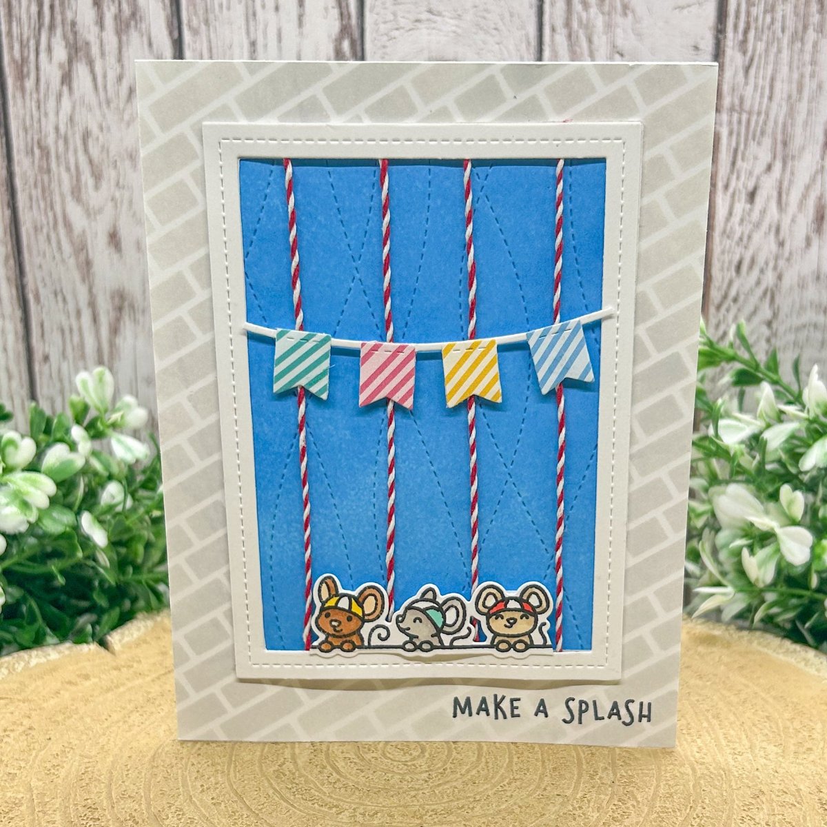 Swimming Mice Handmade Birthday Card