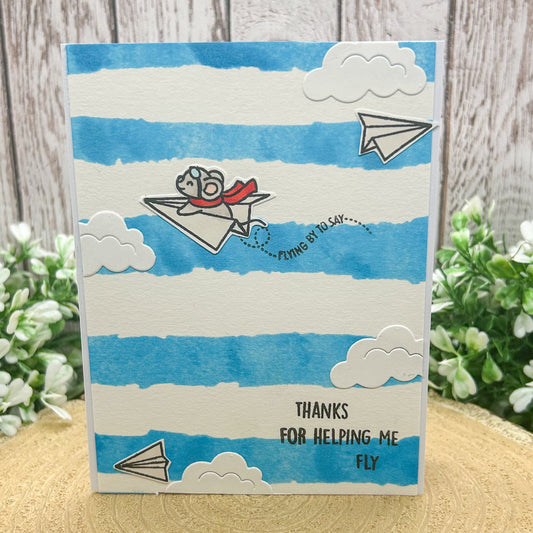 Thanks For Helping Me Fly Handmade Thank You Card