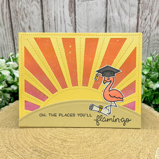 The Places You'll Flamingo Handmade Graduation Card