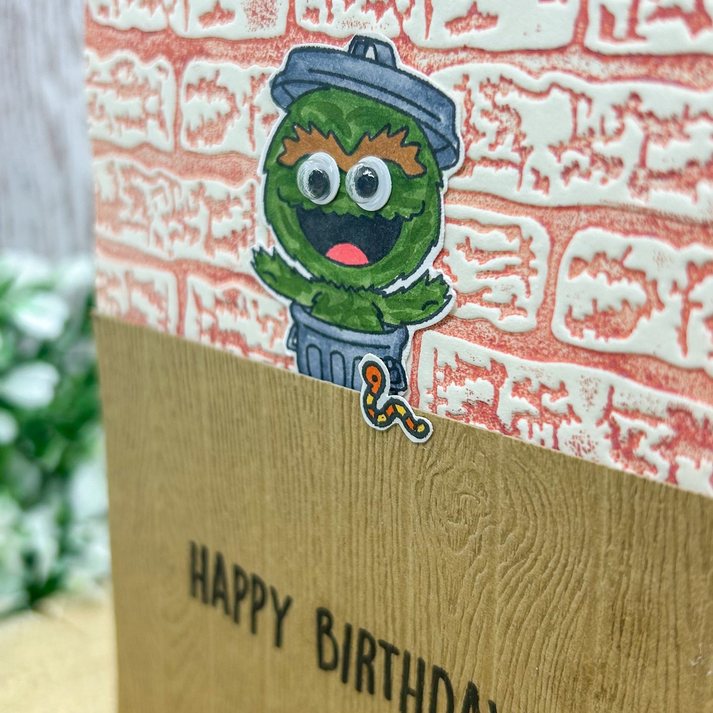 Trash Can Grouch Handmade Character Birthday Card-2