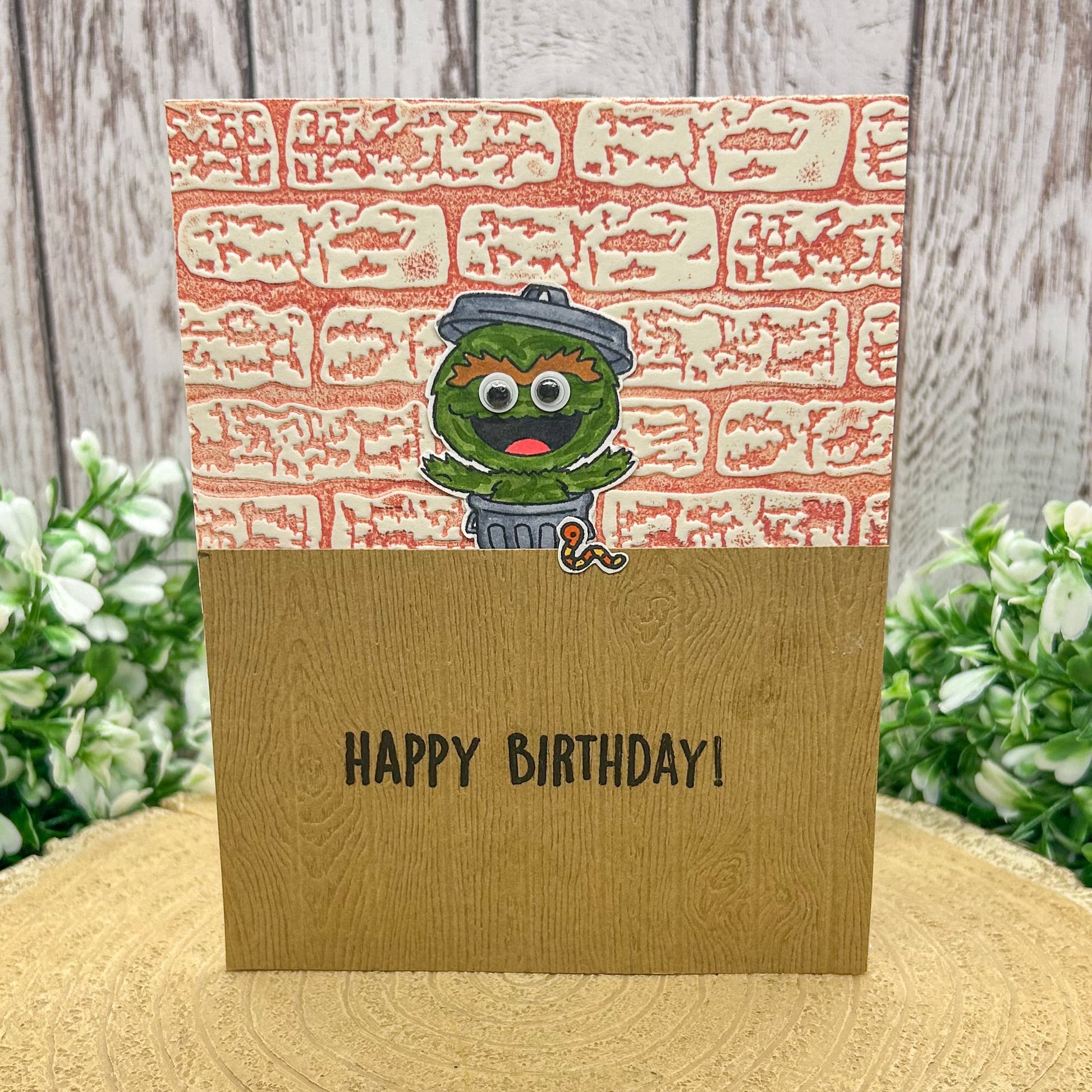 Trash Can Grouch Handmade Character Birthday Card