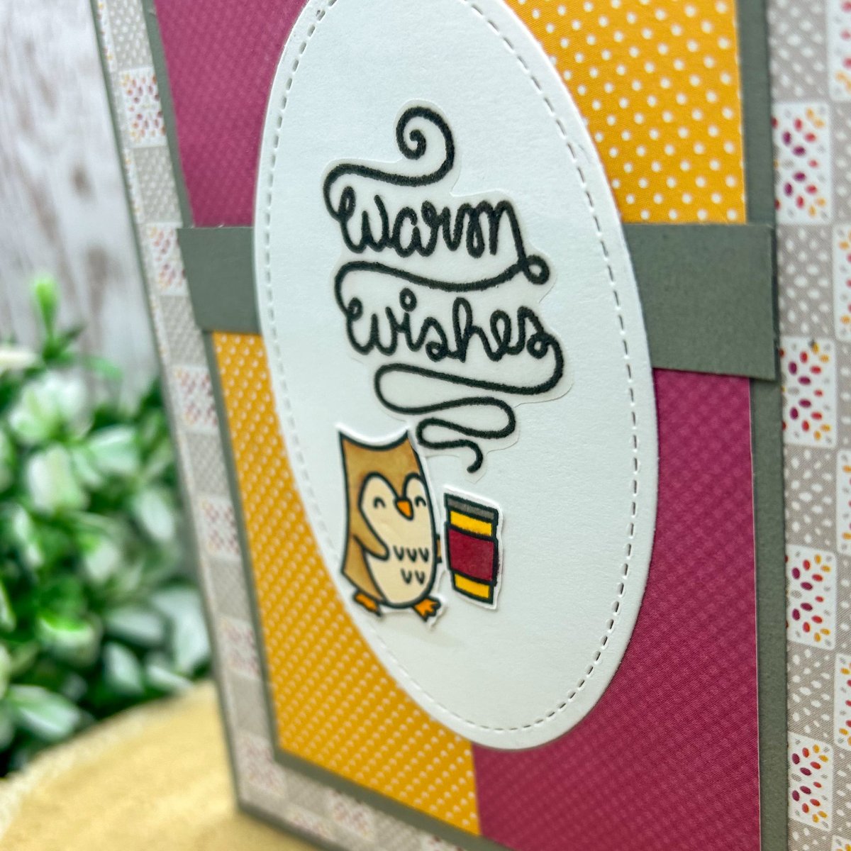 Warm Wishes Owl & Hot Drink Handmade Card-2