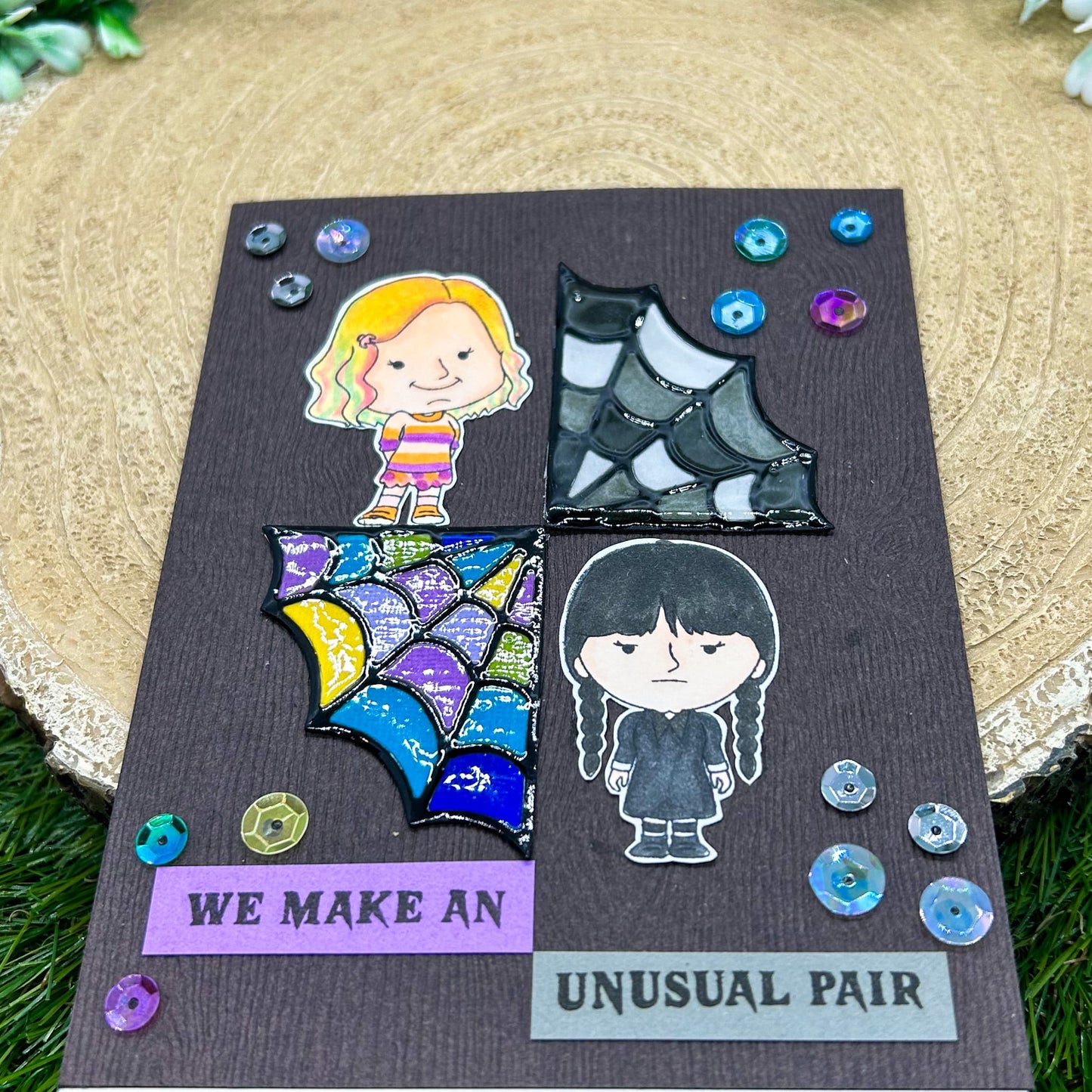  Wednesday & Enid Character Themed Handmade Card-2