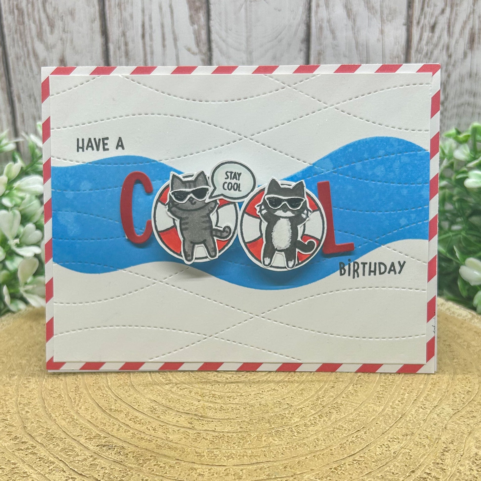 Wobbly Cats Cool Birthday Handmade Card