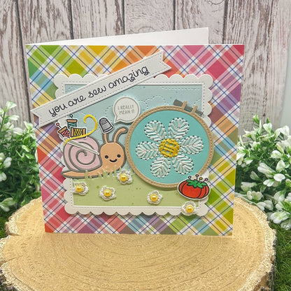 You Are Sew Amazing Snail Cross Stitch Handmade Card-1