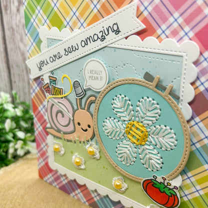 You Are Sew Amazing Snail Cross Stitch Handmade Card-2