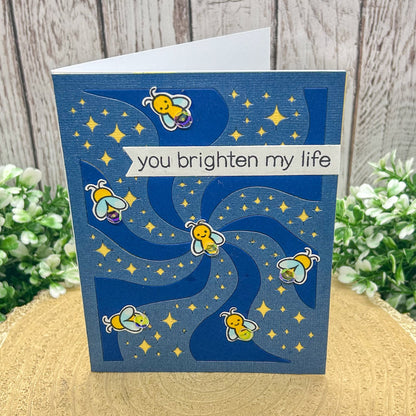 You Brighten My Life Fireflies Handmade Card-1