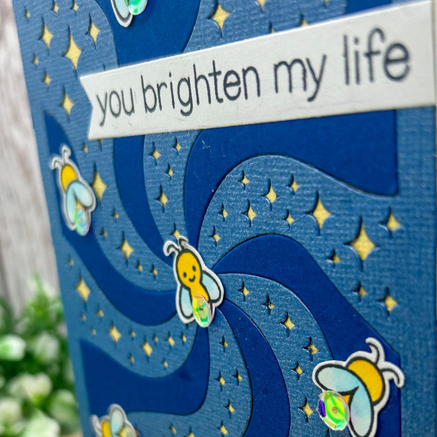 You Brighten My Life Fireflies Handmade Card-2