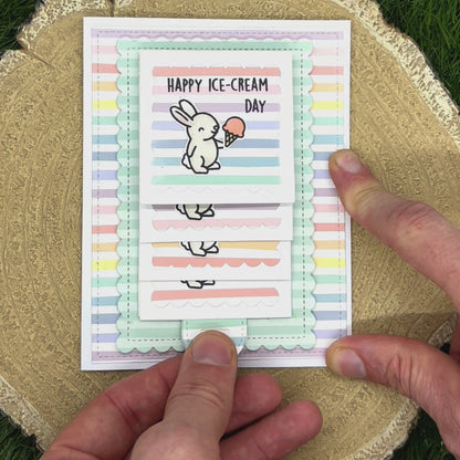 Bunny & Ice Cream Handmade Storybook Card