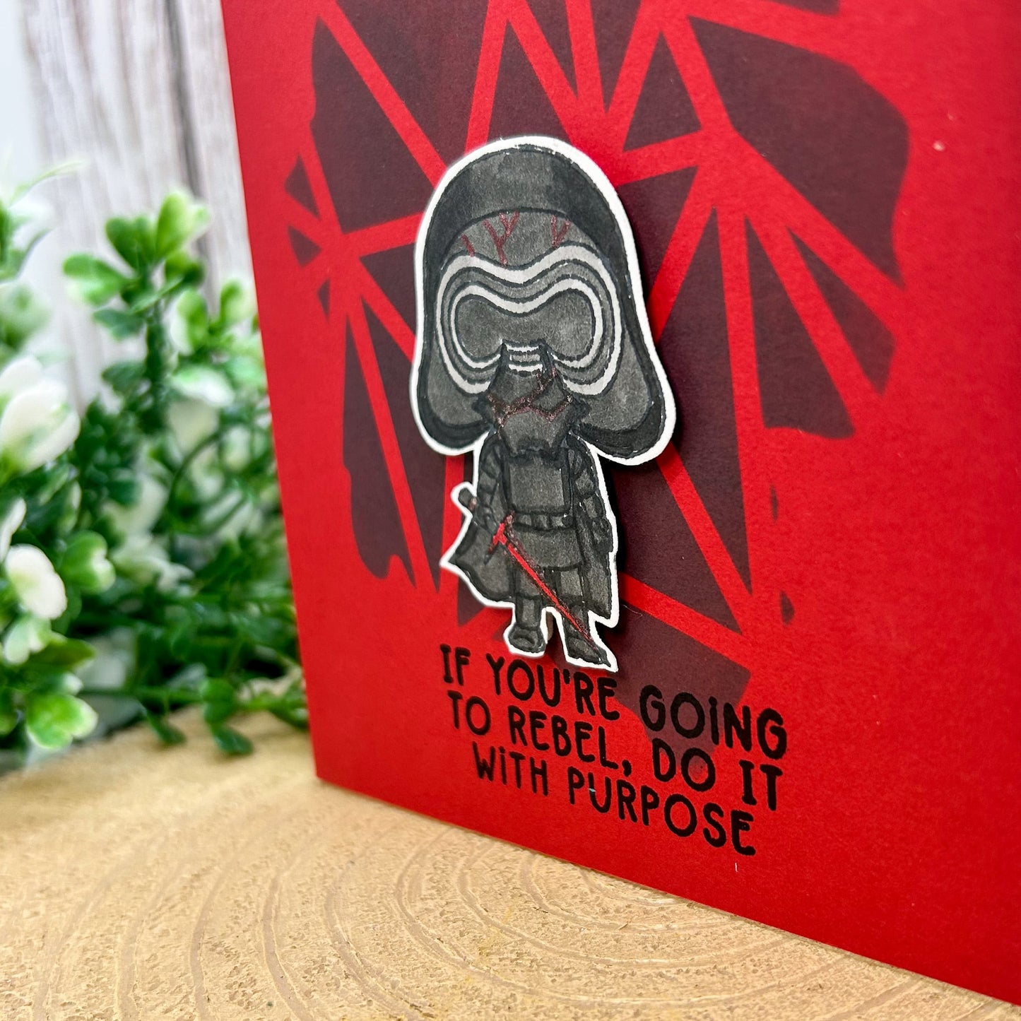 Red Kylo Rebel Character Themed Handmade Card-2
